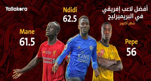 بالأرقام.. ويلفريد نديدي أفضل أفريقي في بريميرليج لشهر أكتوبر